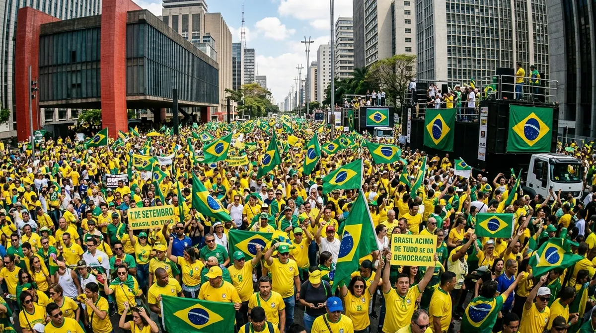 Manifestação de direita na Avenida Paulista durante o 7 de Setembro